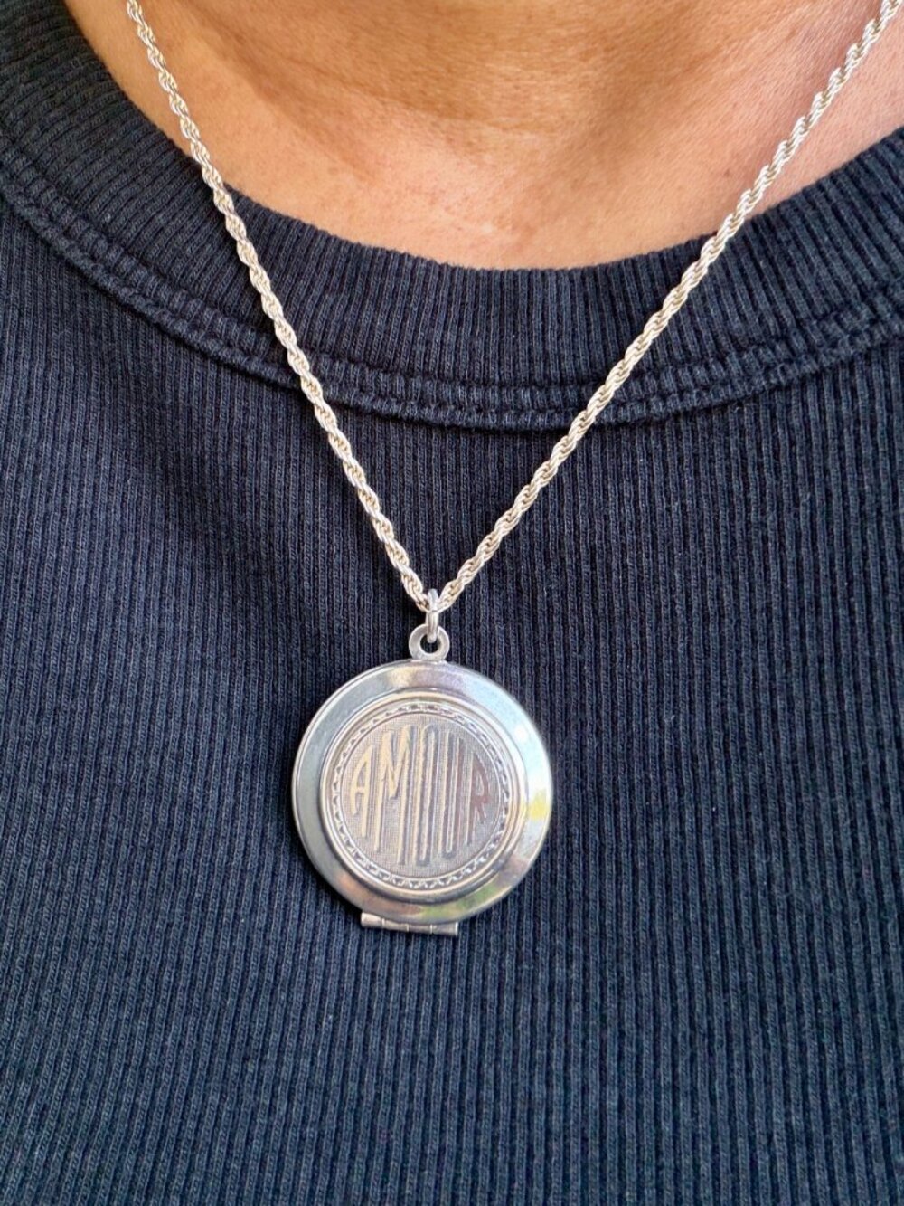 ✨  Art Deco Vintage Locket Necklace - Sterling Silver ✨